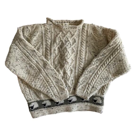 Aran Country‎ Knitwear Ireland Sweater with Sheep Trim Size X-Small - Picture 1 of 6